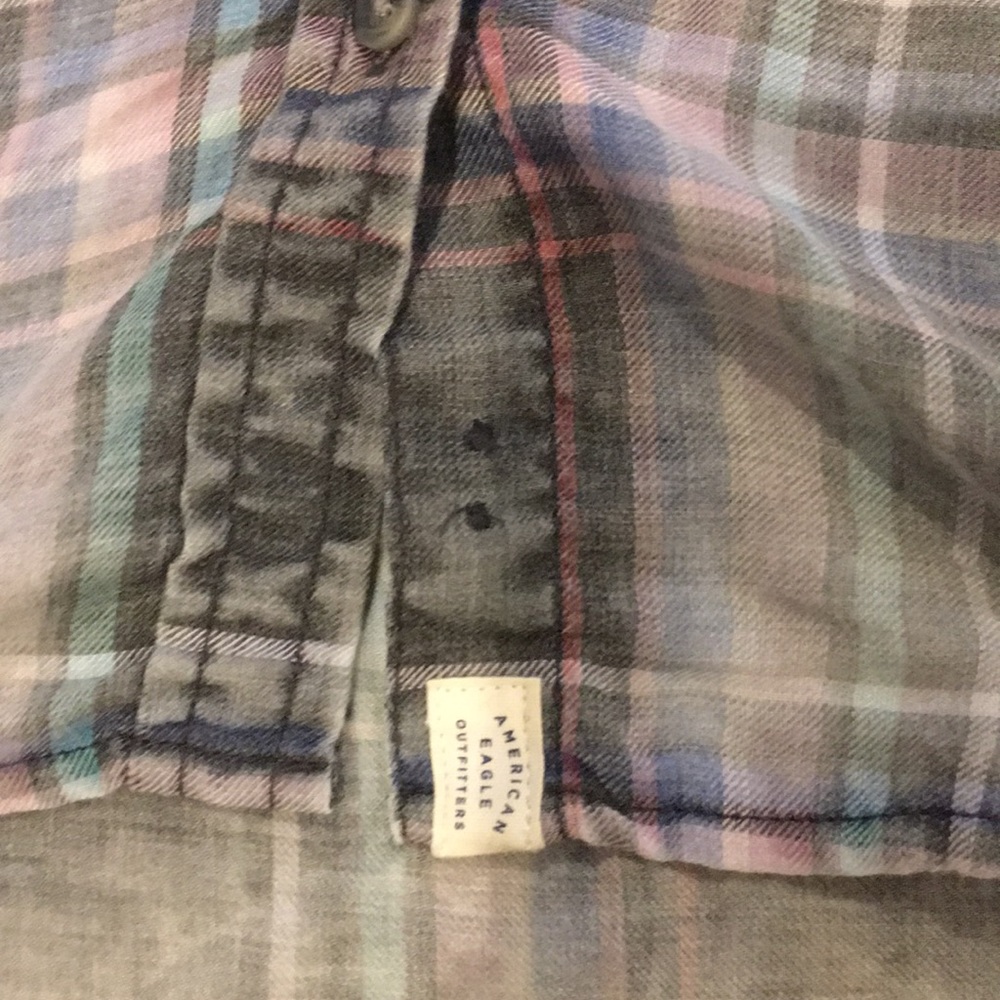 American Eagle Plaid Washed Button-Down Shirt - image 2